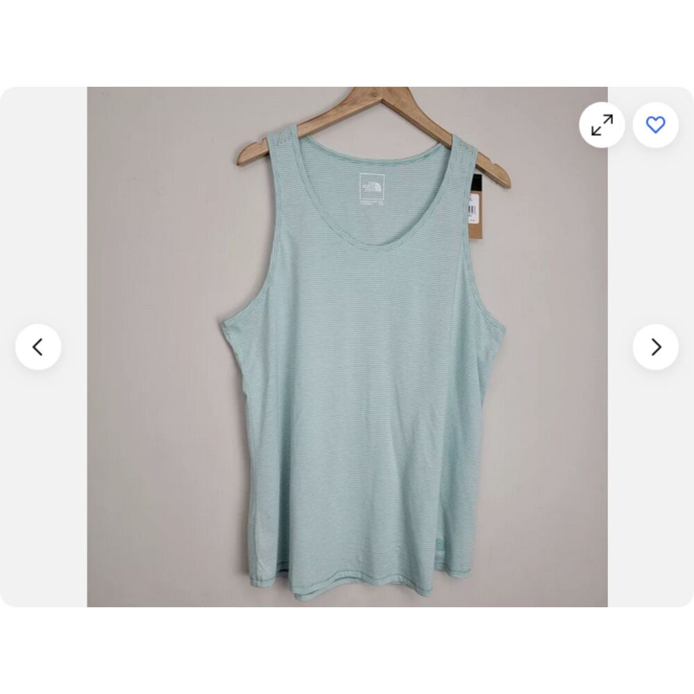 The North Face Green White Striped Athletic Leisure Sleeveless Tank Top (NWT) - Picture 1 of 5